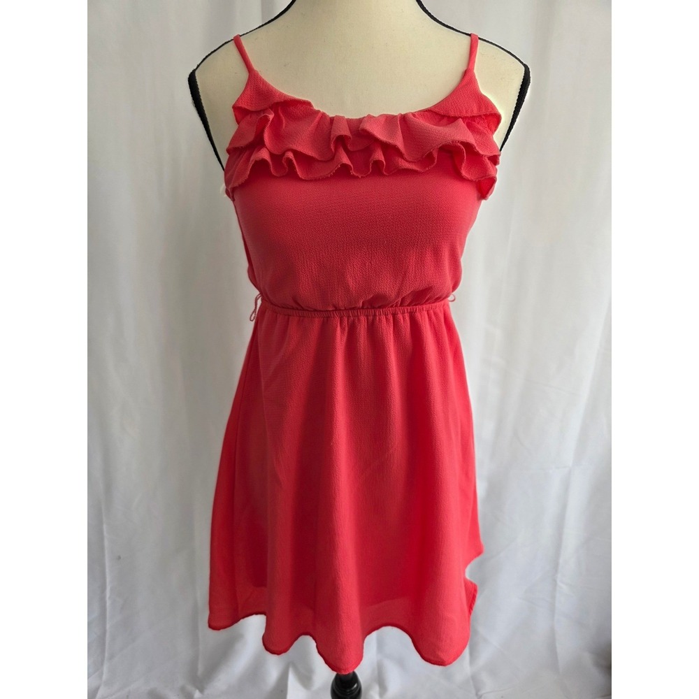 Paper Doll Coral Dress Women's 10‎ Ruffle Sleeveless Sun Dress